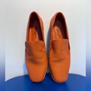 Charlotte Stone Orange Textured Leather Loafers